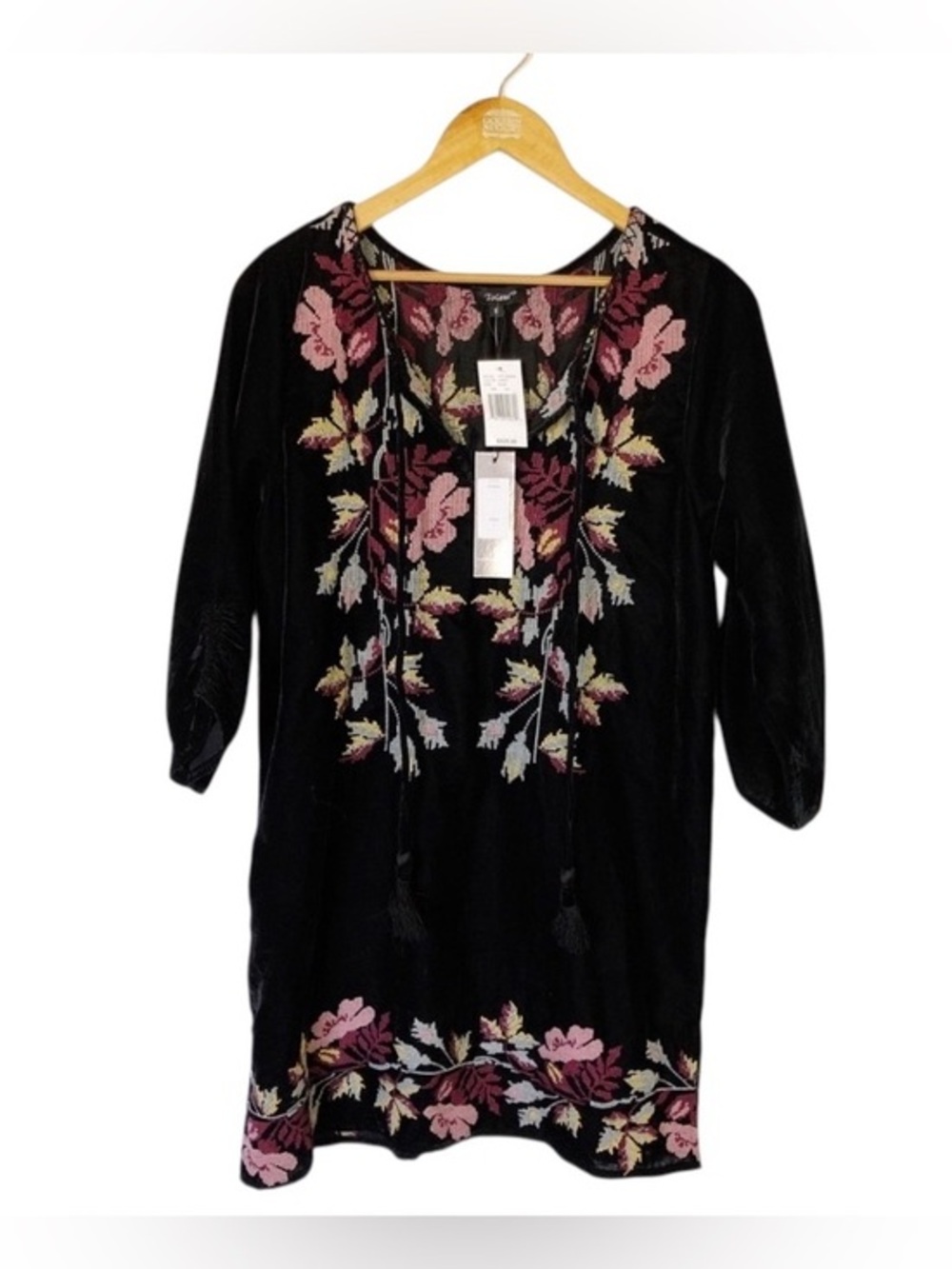 New Black Tolani Collection Shisha Velvet Sable Pullover Dress Coverup